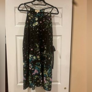 WORN ONCE || Collective Concepts Black Dress with Blue and White Floral Design